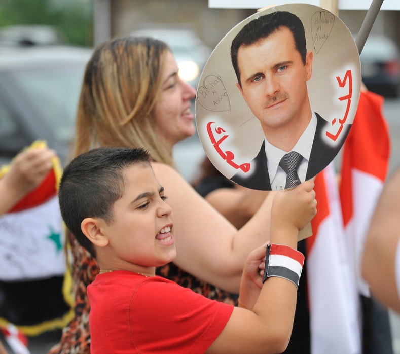 Members of the Syrian community in Allentown, Pa. rally for the second day in a row Wednesday against the United States' involvement in Syria.