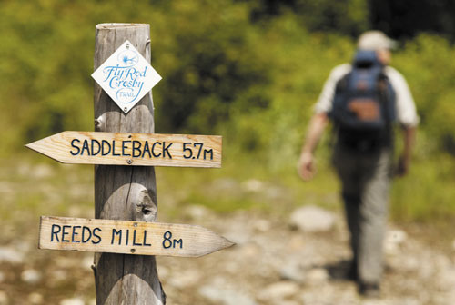 ANY WHICH WAY: With Saddleback to the left and Reeds Mill to the right, hikers can’t go wrong since David Field began overseeing the relocation program of Maine’s 281 miles of the Appalachian Trail.