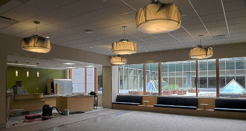 This photo taken on Wednesday shows a lobby at the Alfond Center for Health regional hospital in Augusta.