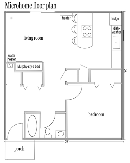 The floor plan of Andy Vear's microhome on Cool Street in Waterville.