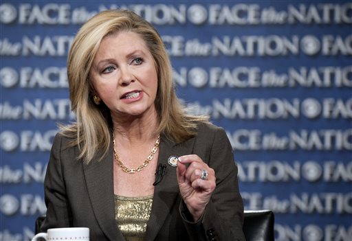 This image provided by CBS News shows Rep. Marsha Blackburn, R-Tenn., speaking with Bob Schieffer on "Face the Nation" Sunday in Washington. The United States braced for a partial government shutdown Tuesday after the White House and congressional Democrats declared they would reject a bill approved by the Republican-led House to delay implementing President Barack Obama's health care reform.