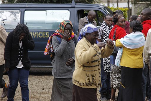 Family members outside the Nairobi City Mortuary mourn the death of loved ones killed in the Westgate Mall attack on Tuesday.