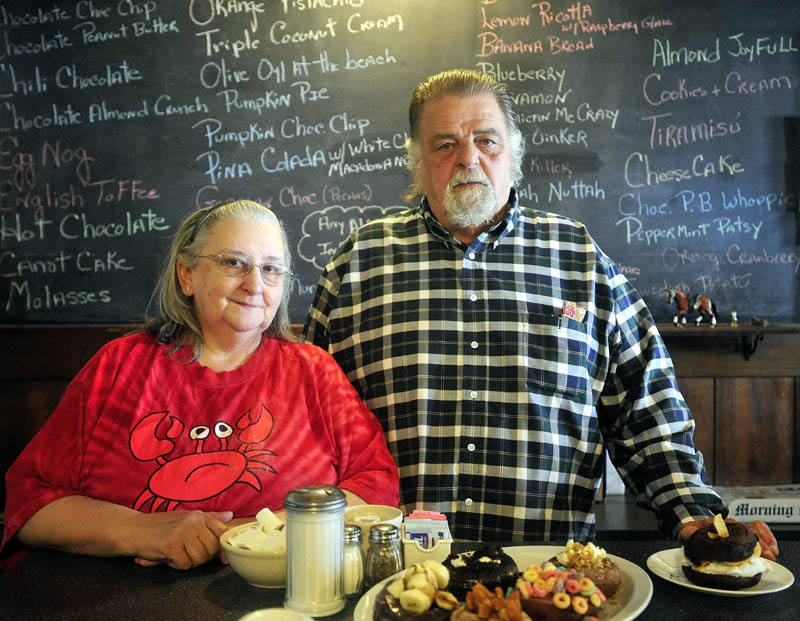 Ann and John Maglaras, owners of the Kennebec Cafe, have 116 different types of doughnuts available at their Main Street location in Fairfield.