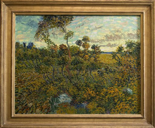 "Sunset at Montmajour" by Vincent van Gogh is seen during a news conference at the Van Gogh Museum in Amsterdam on Monday.