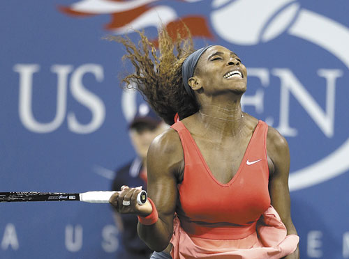 YES! Serena Williams reacts after beating Victoria Azarenka during the women’s singles final of the U.S. Open on Sunday in New York.