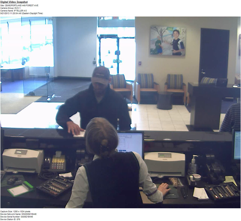 Portland police released this photo of the suspect in the robbery at TD Bank on Forest Avenue on Saturday.