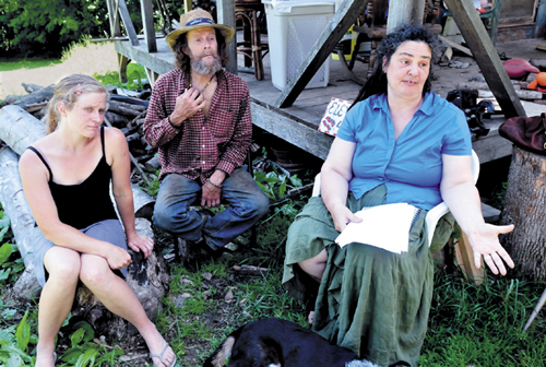 In this file photo from July 15, abutting landowners, from left, Elizabeth Smedberg and Harry and Cindy Brown, were expressing their concern about a proposed cellphone tower on Abijah Hill Road in Starks.