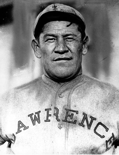 This is an undated photo of Jim Thorpe in a baseball uniform. Considered one of America's greatest athletes, he played professional baseball, 1913-1919, with the New York Giants, Cincinnati Reds, and Boston Braves. He played professional football between 1919 and 1926.