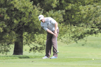 GETTING IT DONE: Cony High school graduate Tyler Moody shot less than 80 in all of his matches last season for the University of New England golf team. A grad student in the school’s pharmacy program, Moody hopes to lead the golf team to a state title this season.