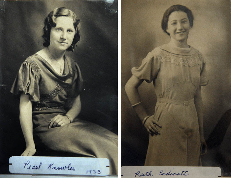 This combined photo shows Pearl Knowles Freeman, left, and Ruth Endicott Freeman in 1933 ,when they graduated from Belgrade High School.