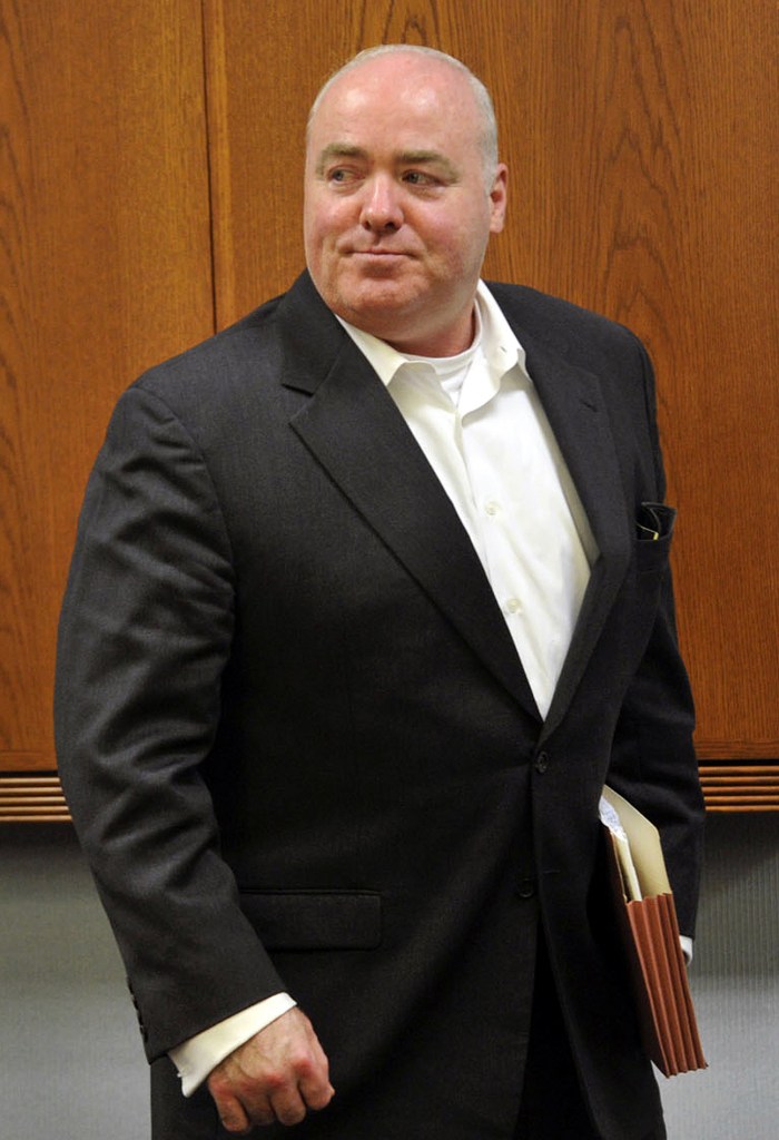 In this April 30, 2013 file photo, Michael Skakel leaves the courtroom after the conclusion of trial regarding his legal representation at State Superior Court in Vernon, Conn. A Connecticut judge on Wednesday, Oct. 23, 2013, granted a new trial for Skakel, ruling his attorney failed to adequately represent him when he was convicted in 2002 of killing his neighbor in 1975.