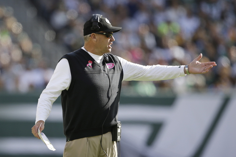 New York Jets head coach Rex Ryan reacts to a call during the second half of an NFL football game against the Pittsburgh Steelers on Sunday in East Rutherford, N.J.