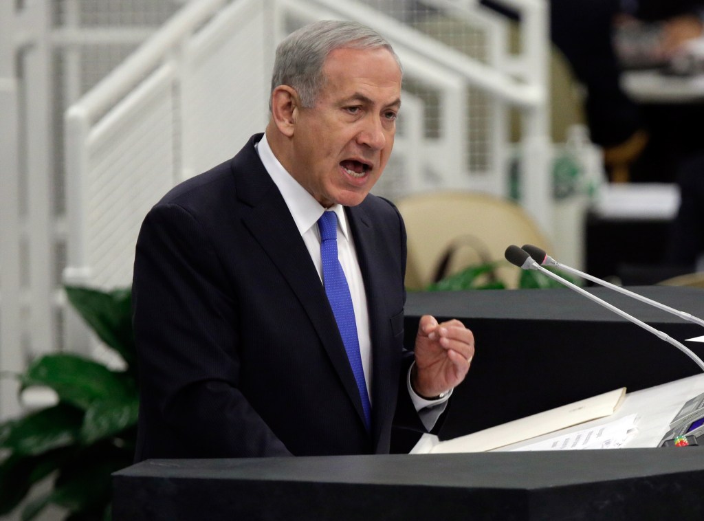 Israel’s Prime Minister Benjamin Netanyahu addresses the 68th session of the United Nations General Assembly on Tuesday in New York.