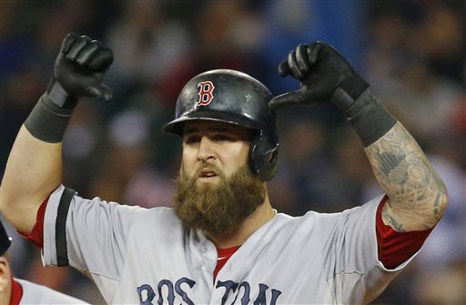 PRODUCER: First baseman Mike Napoli has played a huge role for the Red Sox in the ALCS. Napoli homered and scored two runs in Thursday’s Game 6, which the Sox won 4-3 to take a 3-2 series lead.