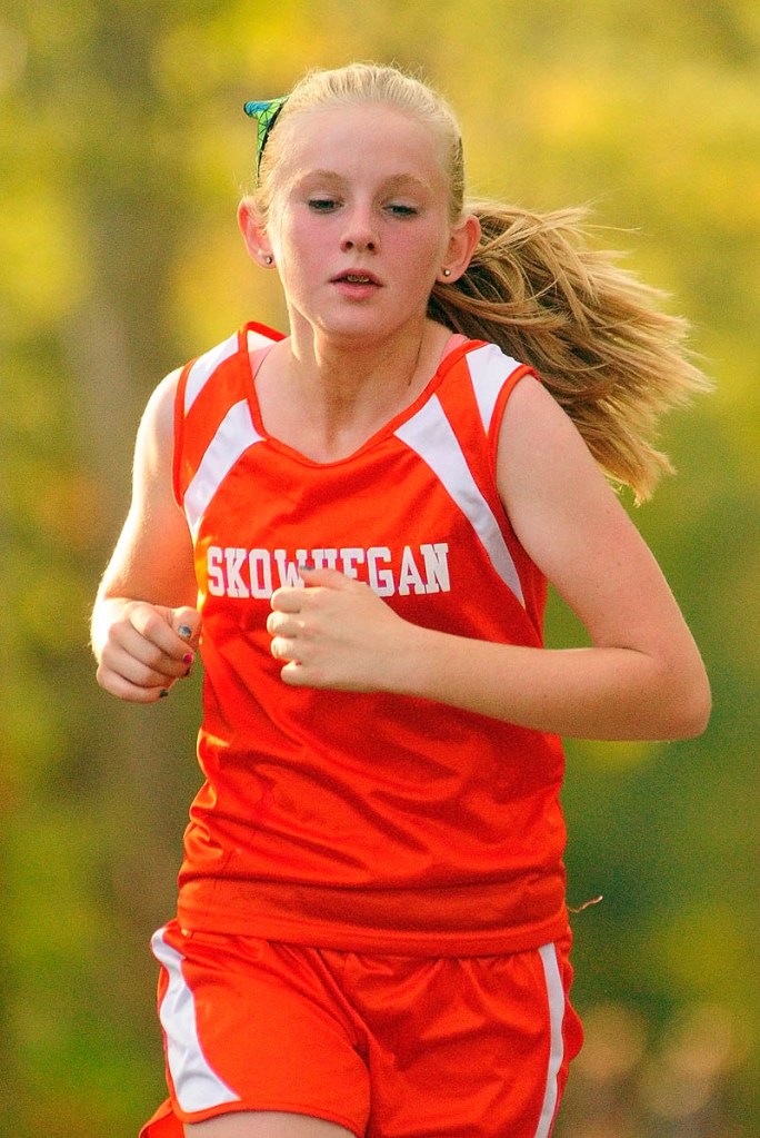 Skowhegan’s Olivia Smith runs during a cross country meet Wednesday at Erskine Academy in South China.