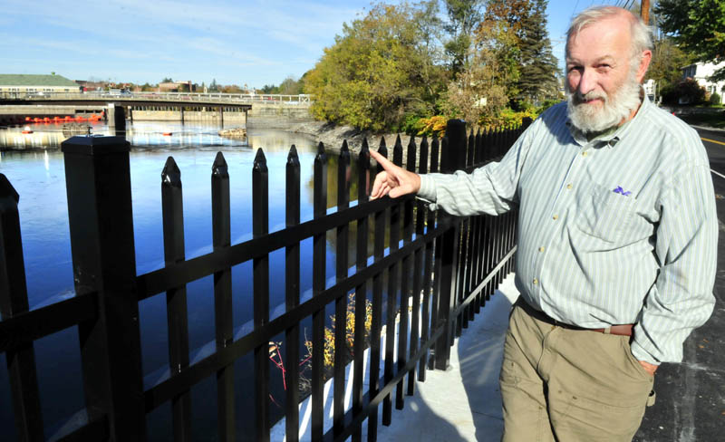 Skip Sorrentino, of Cornville, on Thursday, believes the pointed top to the new four-foot fence along West Front Street in Skowhegan poses a potential danger for anyone that may accidentally or recklessly come in contact with it.