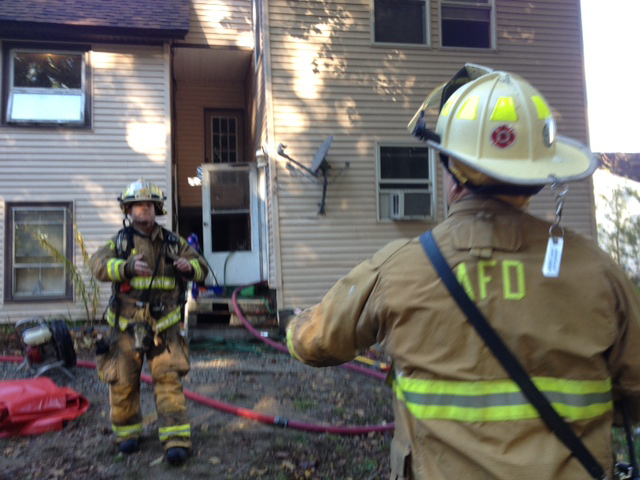 Augusta firefighters are searching for the origin of a kitchen fire this morning on Waldo Street in Augusta.