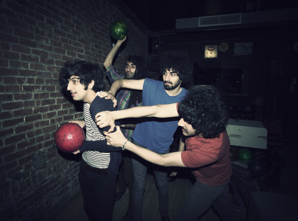 This 2012 photo shows Yellow Dogs band members, from left, Koroush “Koory” Mirzaei, Siavash Karampour, Arash Farazmand and Soroush Farazmand at The Gutter in Brooklyn, New York. Victims Soroush and Arash Farazmand were brothers. The third victim was Ali Eskandarian, who also played in the band.