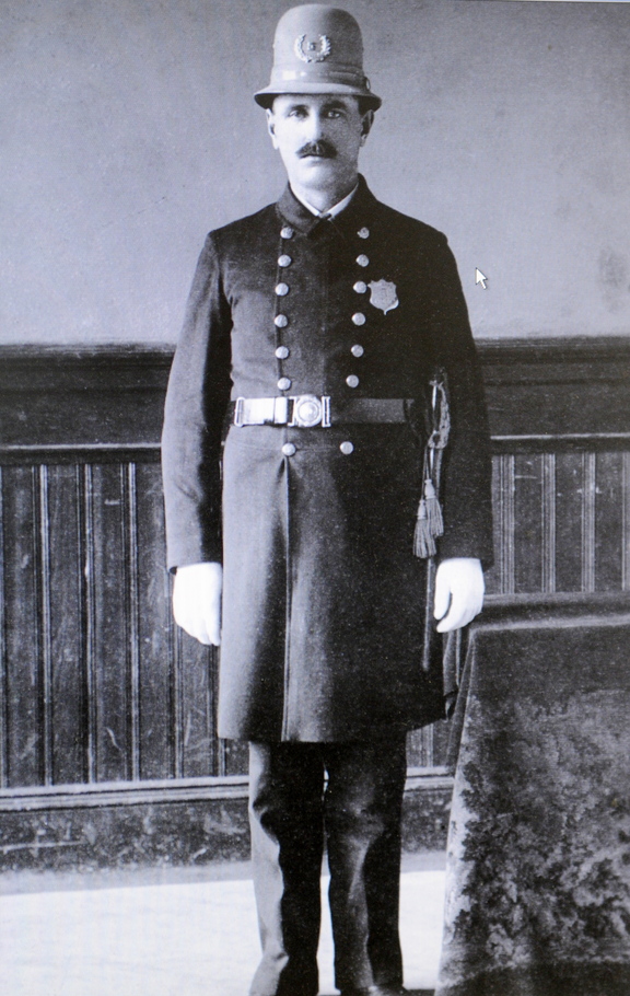 Part of history: A uniformed Augusta Police officer from the early 20th century in the collection of Augusta Police Chief Robert Gregoire.