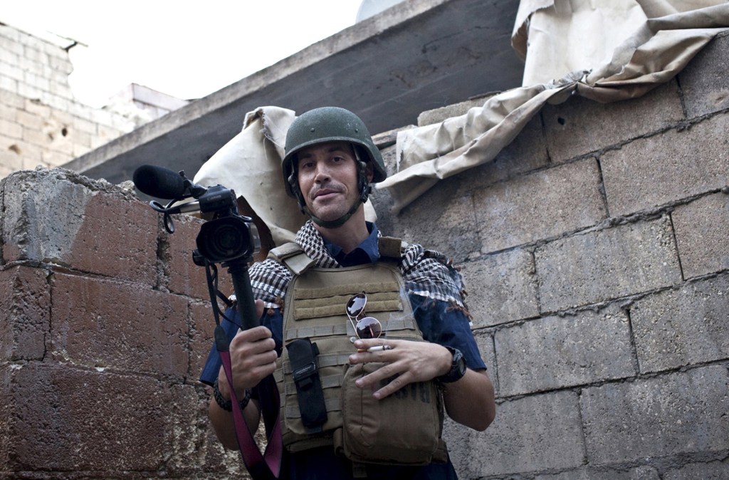 This November 2012 photo, posted on the website freejamesfoley.org, shows missing journalist James Foley while covering the civil war in Aleppo, Syria.
