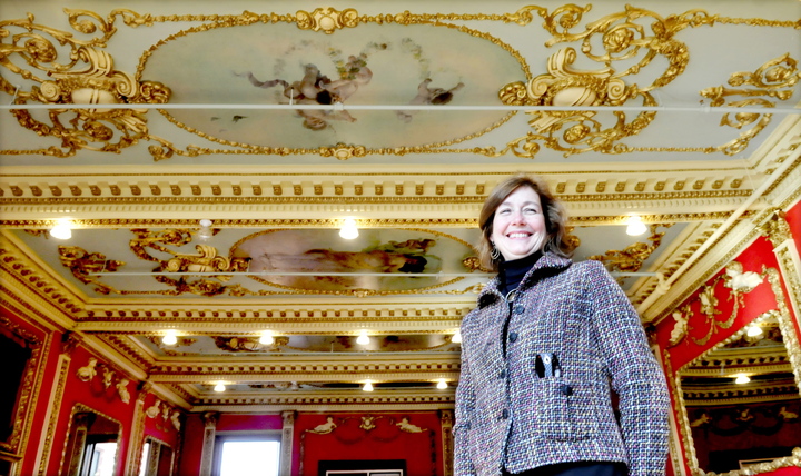 SOCIAL HISTORY: Interior designer Lori Larochelle is designing the ornate “Great Room” into a functioning community room with contemporary furnishings inside the Gerald Hotel in Fairfield.