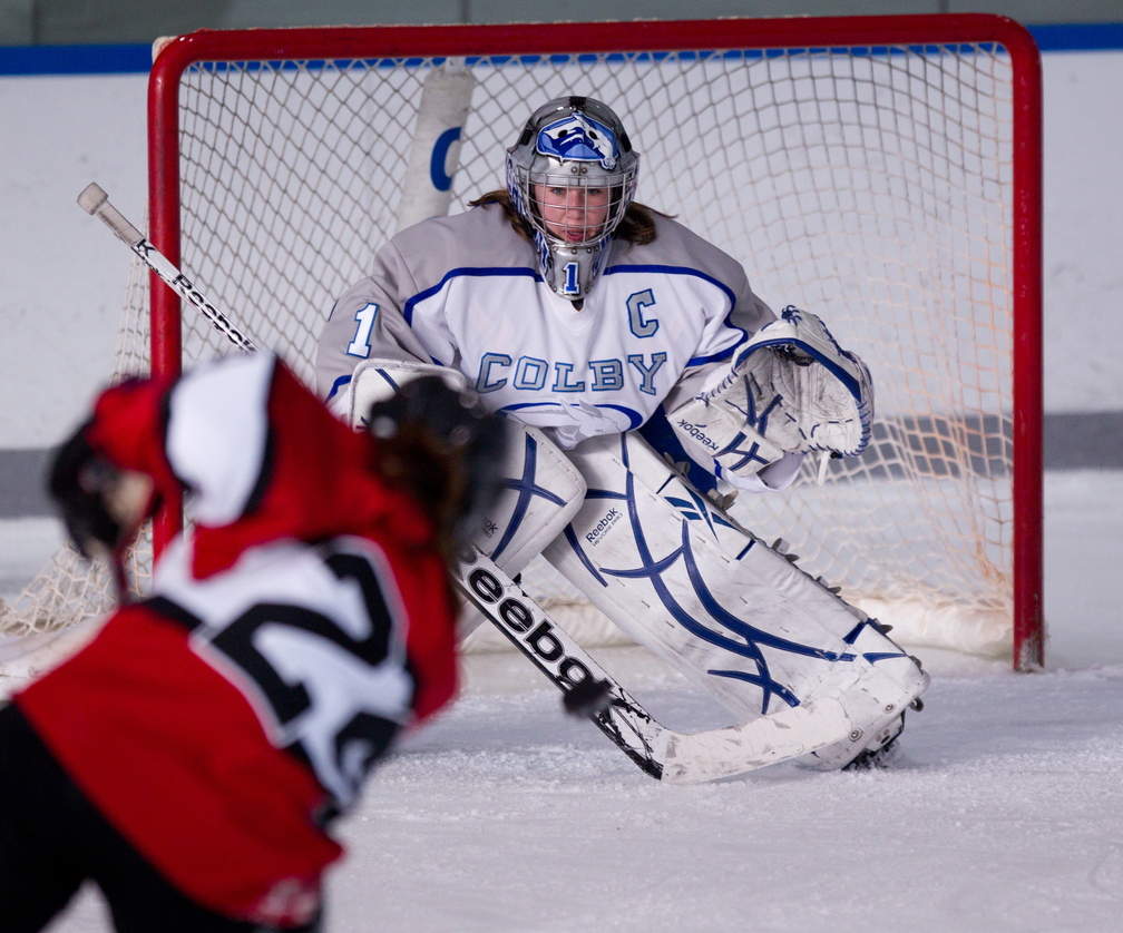 MENTALY TOUGH: Colby College goalie Brianne Wheeler has made over 2,000 saves in her career at Colby College.