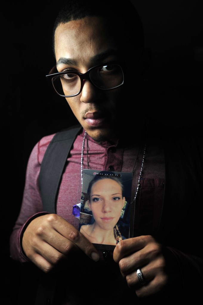 RAISING AWARENESS: Tim Brown, 24, of Fairfield, a close friend of Jillian Jones, who was stabbed to death Nov. 13 in Augusta, started a Facebook page called “Teal Project” in her memory to raise awareness about domestic violence.