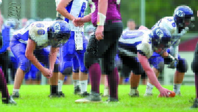 LEADING THE WAY: The Waterville Senior High School offensive line from left to right, Alex Danner (66) Ben Cox (70) and Luke Knight (56) will lead the Panthers into the Eastern C regional final, where they will face rival Winslow on Saturday.