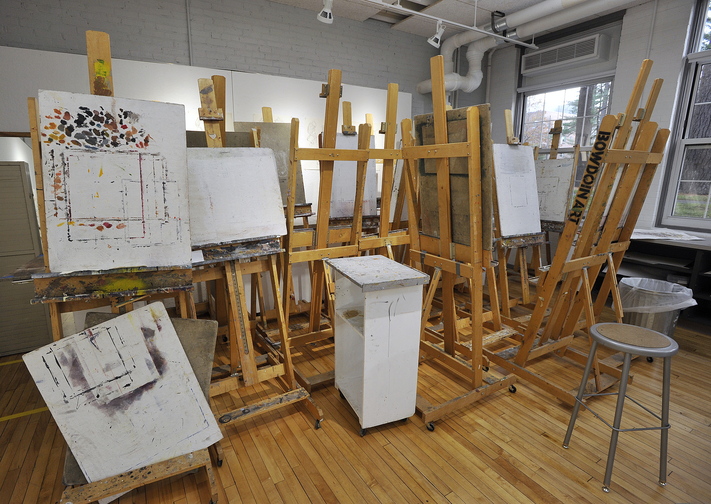 Artists easels stand in the corner of a drawing studio at the new center.