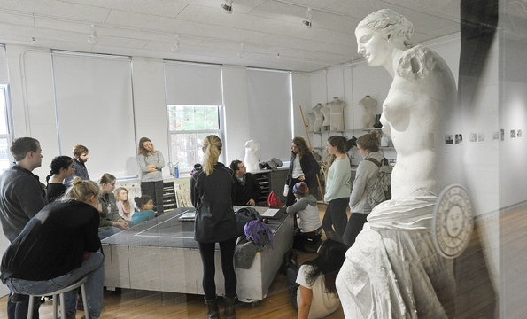 A Bowdoin College art class meets in one of the new drawing studios in the Edwards Center for Art and Dance in Brunswick. The center will have a grand opening this weekend.