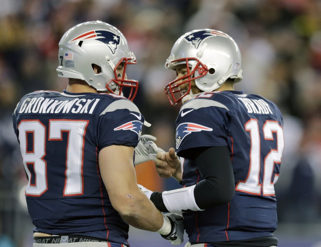 AP photo WELCOME BACK: Since the return of tight end Rob Gronkowski, left, Tom Brady and the NEw England Patriots have been much more effective offensively.