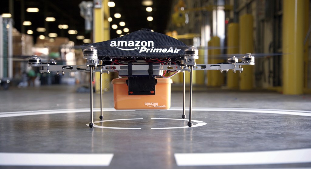 CEO Jeff Bezos says that there's no reason drones can't help get goods to customers in 30 minutes or less.