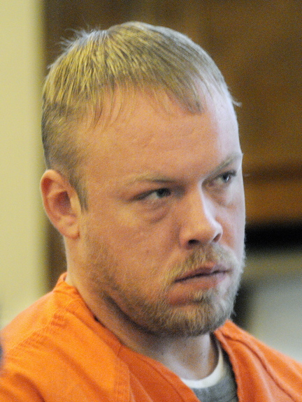 Hearing: Courtney Shea, 30, appears in Kennebec County Superior Court in Augusta on Thursday for a hearing on the murder charge he faces for allegedly killing Thomas Namer. Namer, 69, of Waterville, was discovered at an abandoned trailer Nov. 21 next to the Vassalboro home that Shea shared with his family.