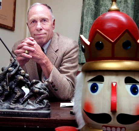 NEW DIRECTION: Retired U.S. Marine Col. Micheal Wyly, founder of the Bossov Ballet Theatre, in his office in Pittsfield with mementoes of his two careers.