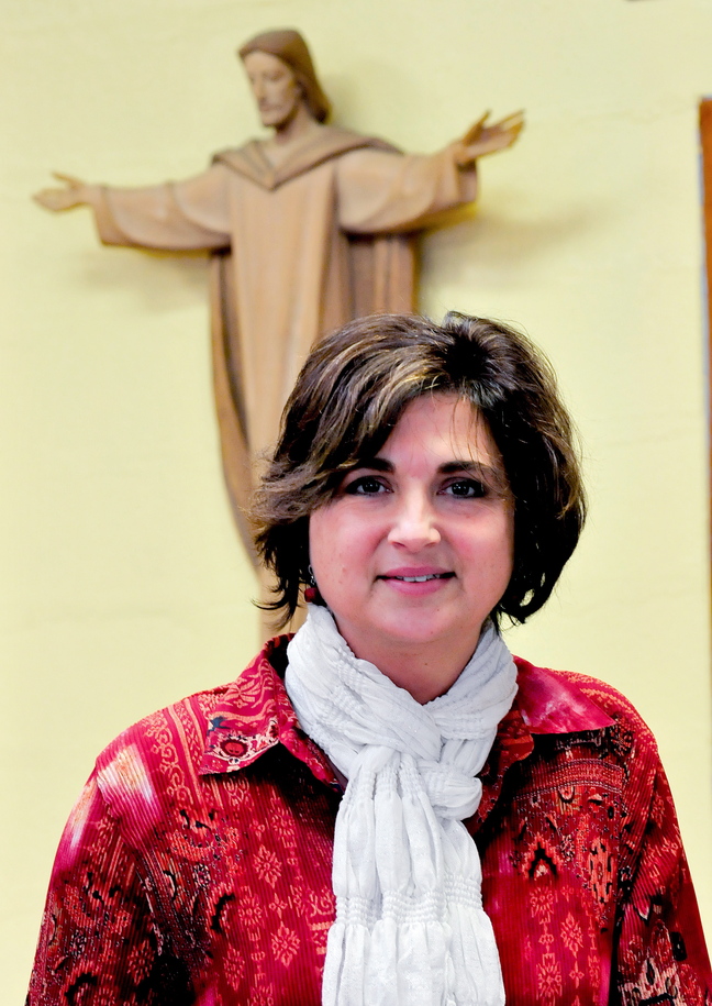 GOOD CHOICE: Vicki Duguay, assistant principal at Mount Merici Academy in Waterville, spoke Wednesday about the choice of Pope Francis as the Time magazine Person of the Year.