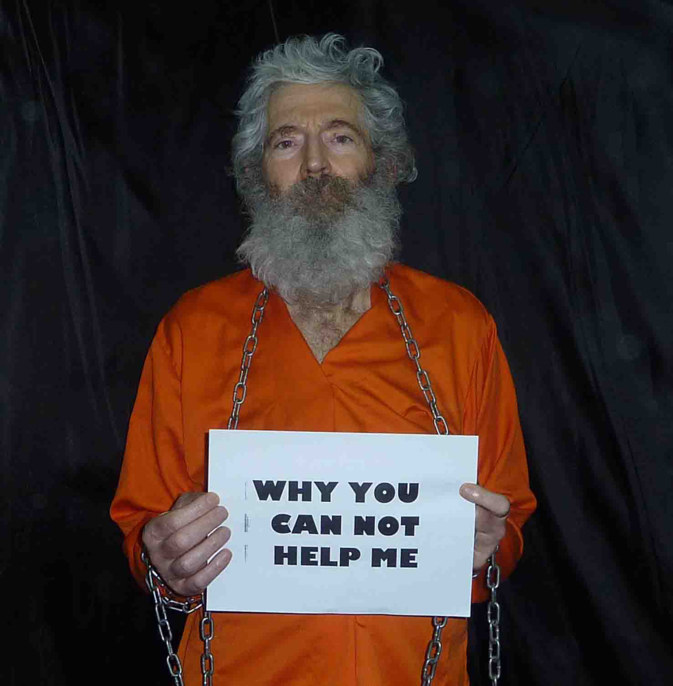 There has been no hint of Robert Levinson’s whereabouts since his family received proof-of-life photos, one of which is above, and a video in late 2010 and early 2011.
