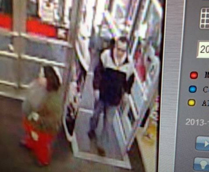 Toy theft: The man seen in this store security camera photo is being sought after police said he stole toys worth more than $450 from the Kmart in Waterville on Wednesday.