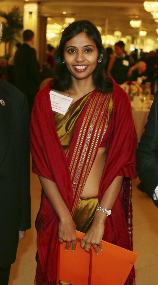 This Dec. 8, 2013, photo shows Devyani Khobragade, India’s deputy consul general, during a fundraiser at Stony Brook University on Long Island, New York.