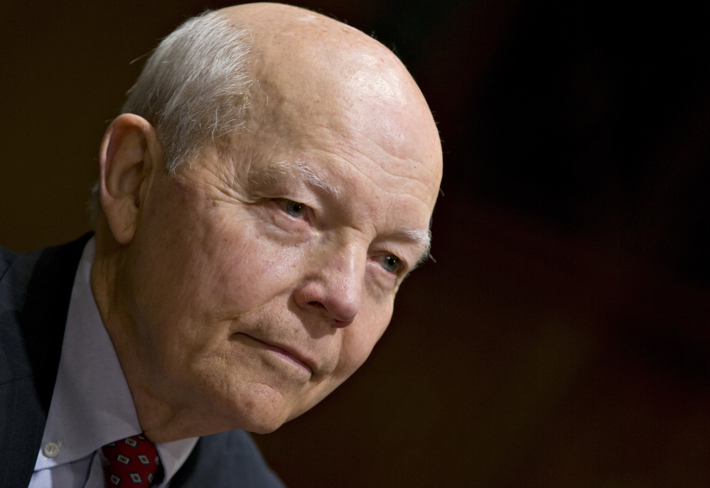 John Koskinen, President Obama’s choice to head the Internal Revenue Service testifies on Capitol Hill on Dec. 10, 2013, before the Senate Finance Committee hearing on his nomination. Koskinen, 74, is a retired corporate and government official with experience managing numerous organizations in crisis.