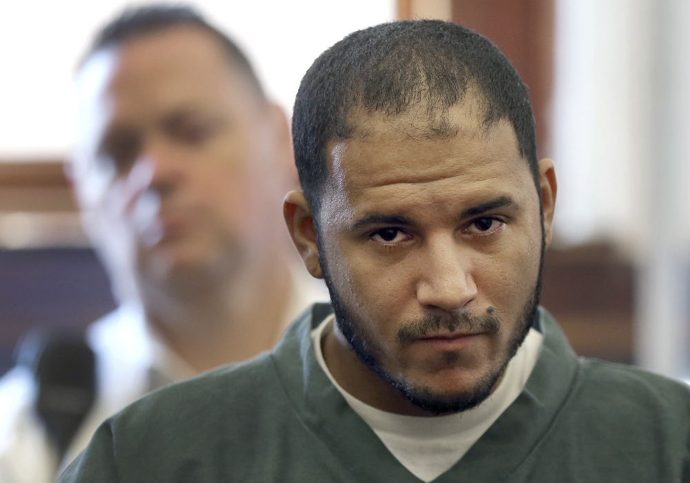 Edwin Alemany, 28, appears in court on Aug. 14. Besides facing charges in the attack on Kayleigh Ballantyne, he is a suspect in the fatal stabbing of Amy Lord of Wilbraham, Mass., and other assaults.