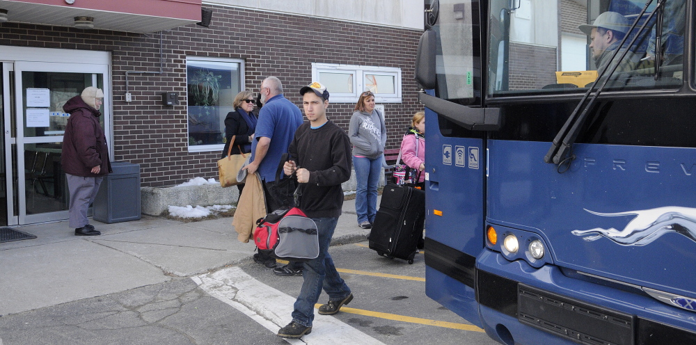 Closed: A Greyhound bus drops off and picks up customers Dec. 4 at the station at the Augusta State Airport. Greyhound Lines, which closed the station Dec. 20, is looking to open in a new location in the city.