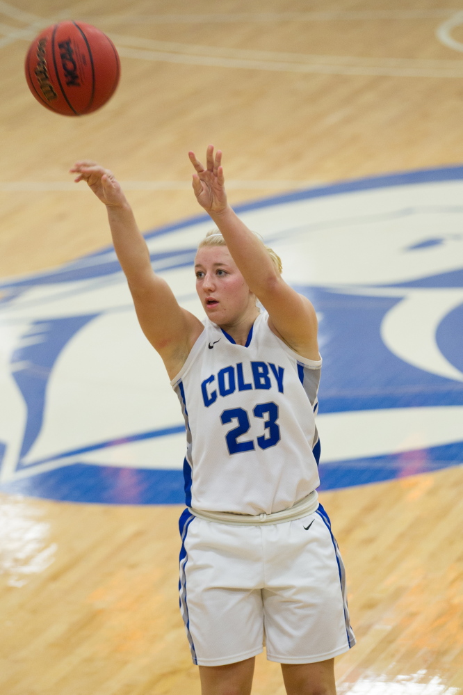 Carylanne Wolfington, of Colby College, during an NCAA Division III college basketball game against St. Joseph's at The Whitmore-Mitchell at Wadsworth Gymnasium, Thursday Dec. 5, 2013 in Waterville, ME. (Dustin Satloff/Colby College Athletics)