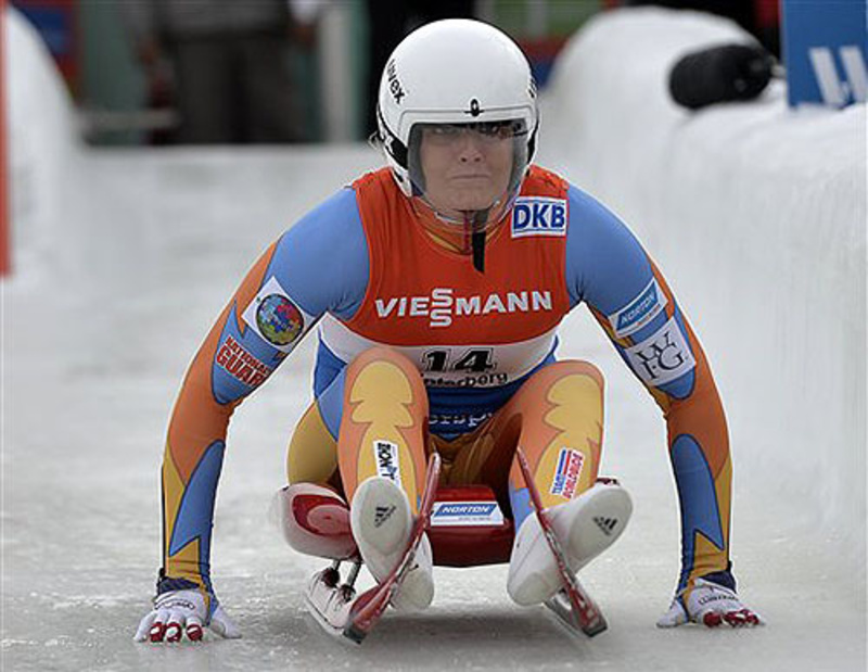 Julia Clukey starts during the women's race of the luge World Cup in Winterberg, Germany, on Dec. 1. She hopes to earn a berth in the upcoming Sochi Winter Olympics.