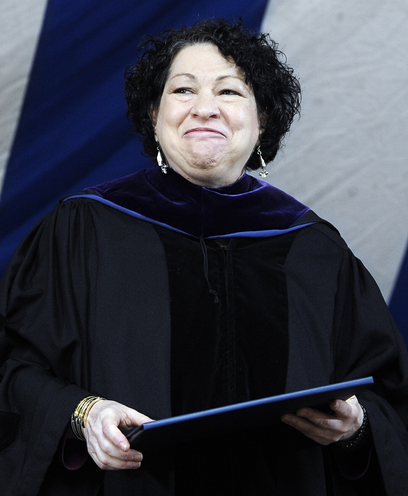 Supreme Court Justice Sonia Sotomayor smiles after receiving a Honorary Doctor of Laws during commencement at Yale University in New Haven, Conn., in May.