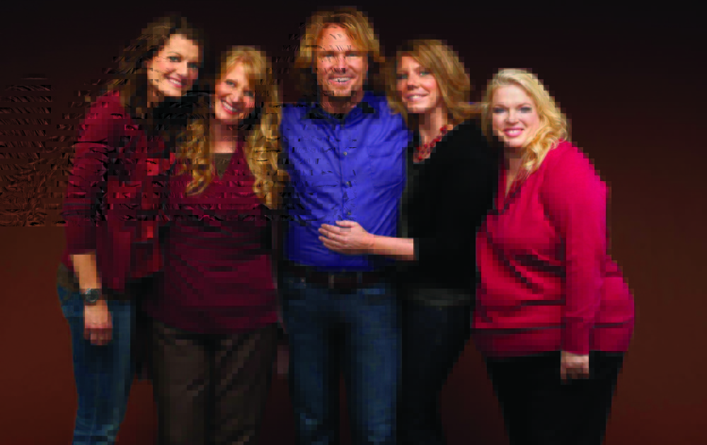 Kody Brown,: of the TLC reality show “Sister Wives,” along with his four “wives,” from left, Robyn, Christine, Meri and Janelle, filed suit in 2011 to challenge parts of the law that they claimed violated their privacy rights. A federal judge last month struck down key parts of Utah’s polygamy ban as unconstitutional.