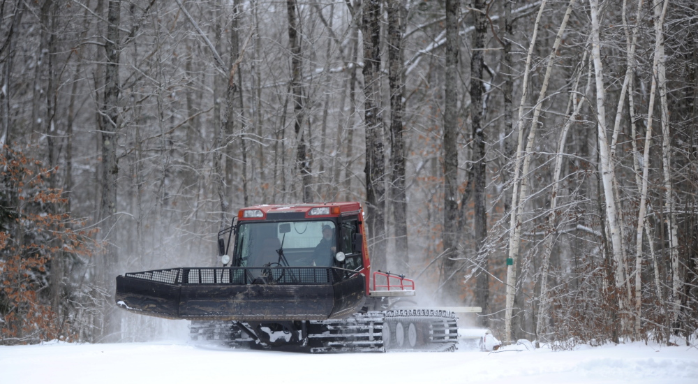 DEEP FREEZE: One place where an abundance of snow isn’t a problem is the Quarry Road Recreational Area, where a grooming machine was tending to cross country trails there Friday.