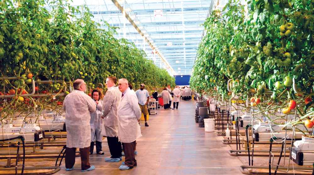 TOUR: State and local officials tour the reopened Backyard Farms in Madison on Wednesday.