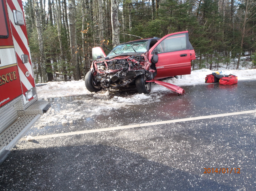 Crash: An SUV driven by John Hinkley lost control on Route 17 in Windsor and crashed into a Delta Ambulance Sunday, sending five people to the hospital for treatment.