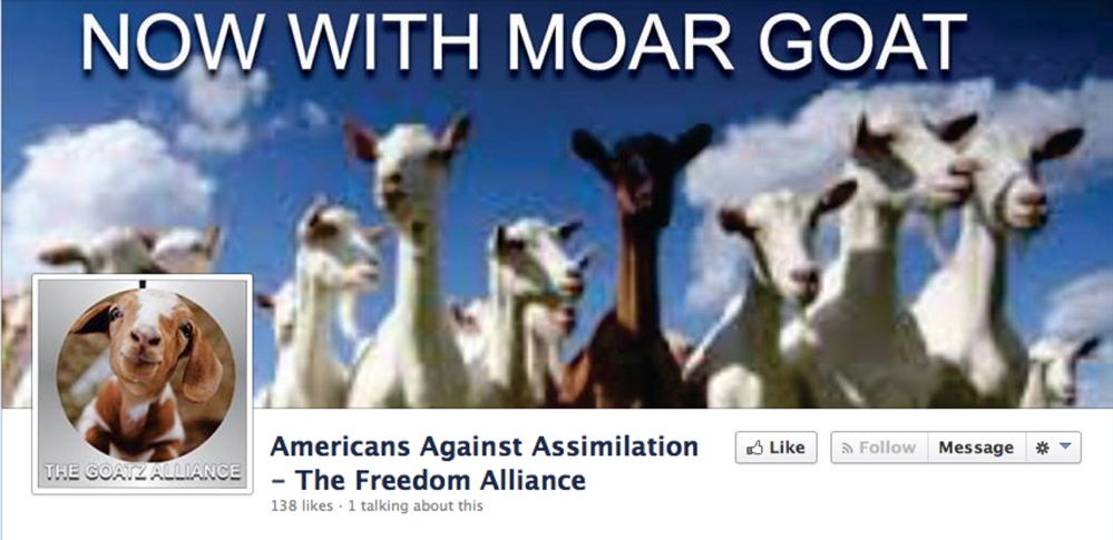 A screen shot of the Facebook page for “The Goatz Alliance."