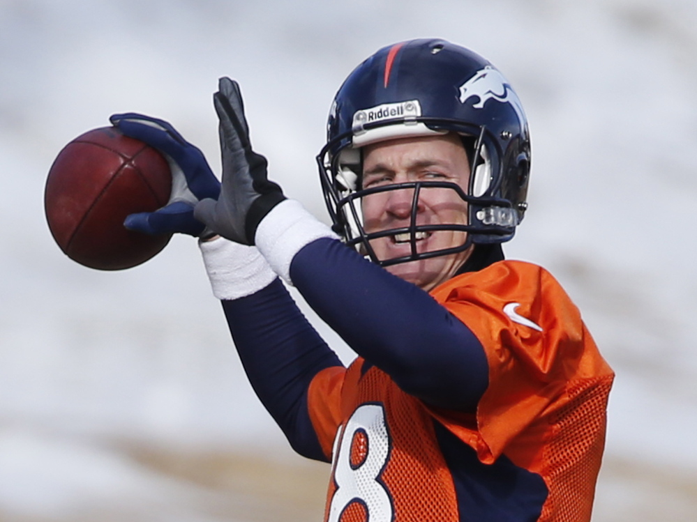 Denver Broncos quarterback Peyton Manning throws during practice earlier this month. The Broncos lost to New England in November, but it’s been six years since Manning lost a rematch to a team that beat him earlier in the season.